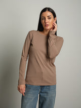 maglia slim manica lunga paricollo - Tortora