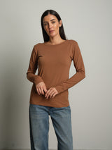 maglia slim manica lunga paricollo - bruciato