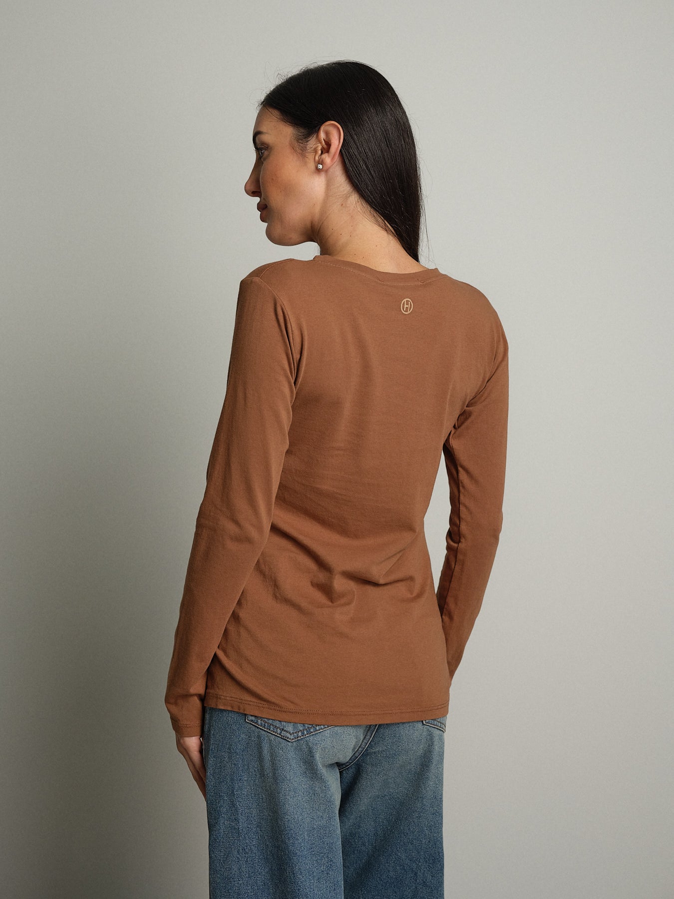 maglia slim manica lunga paricollo - bruciato