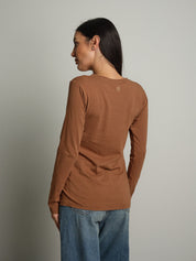 maglia slim manica lunga paricollo - bruciato