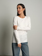maglia slim manica lunga paricollo - Panna