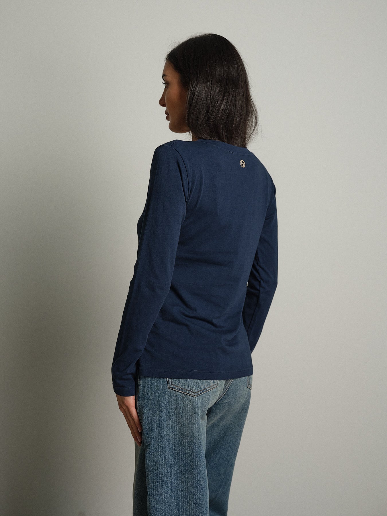 maglia slim manica lunga paricollo - Blu notte