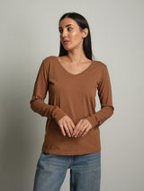 maglia slim manica lunga scollo v - bruciato