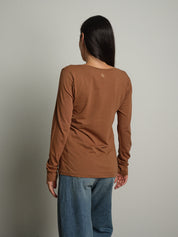 maglia slim manica lunga scollo v - bruciato