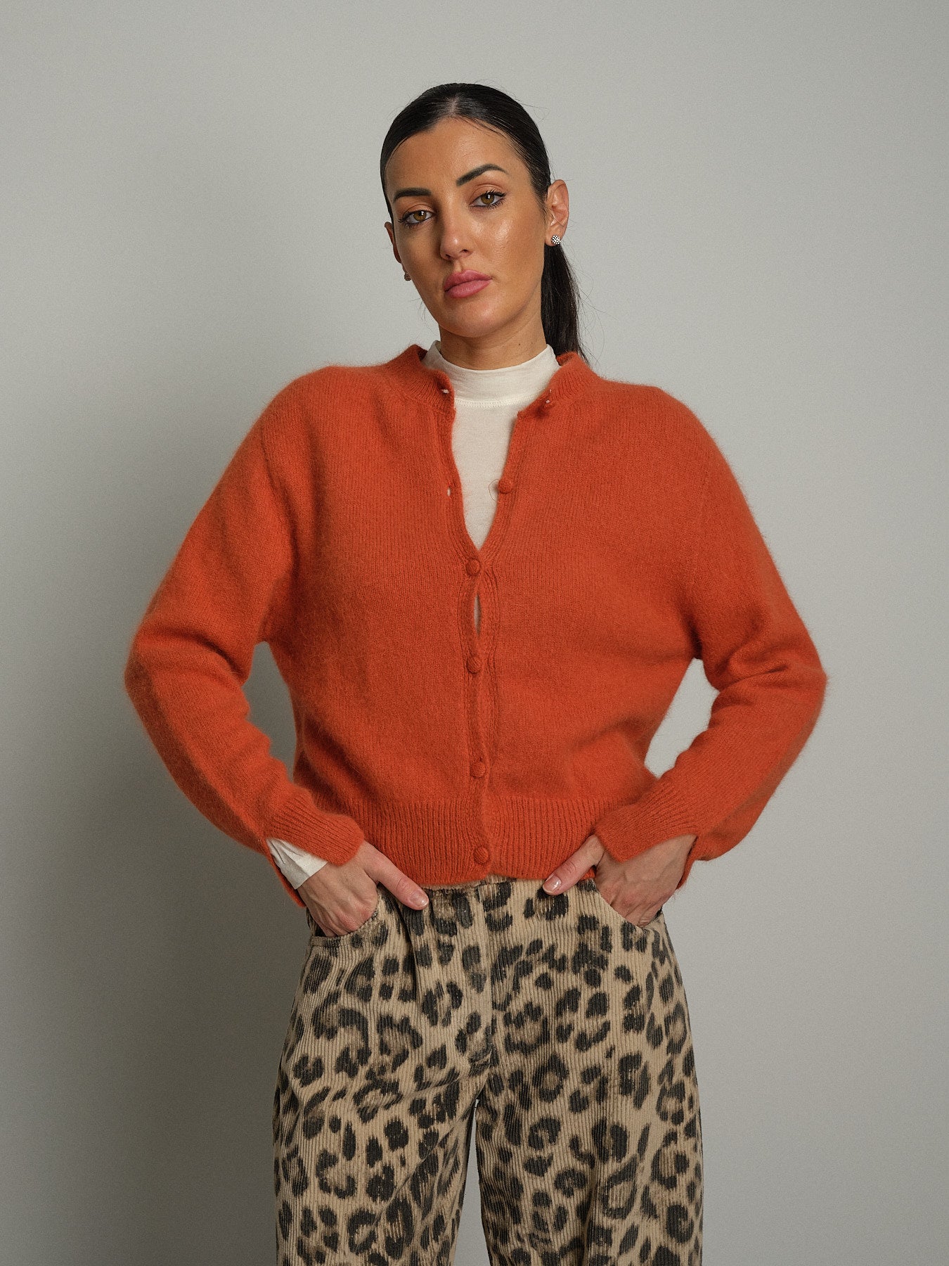 Cardigan angora - Arancio