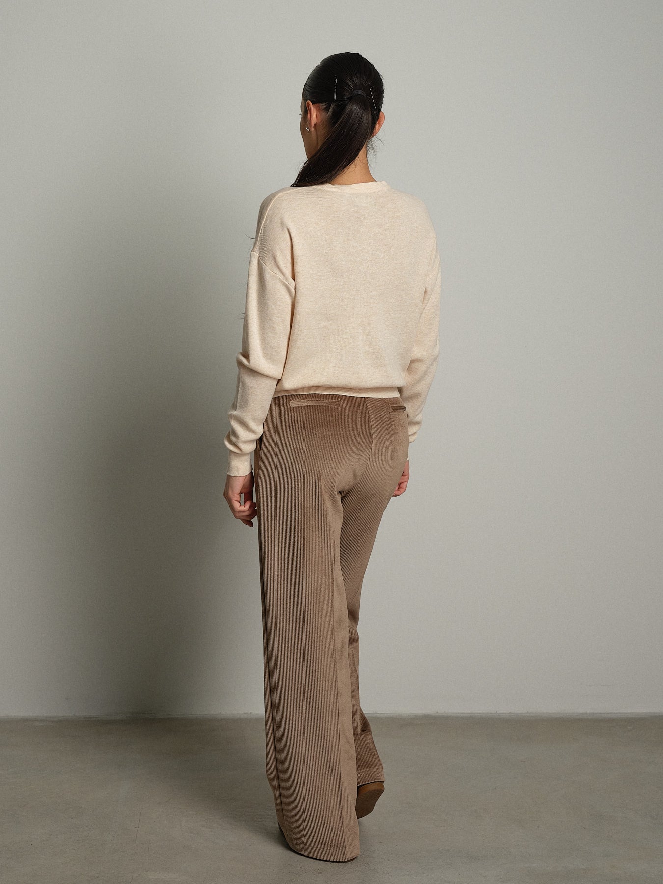 Pullover serafino bottoni  - Panna