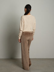 Pullover serafino bottoni  - Panna