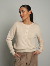 Pullover serafino bottoni  - Panna