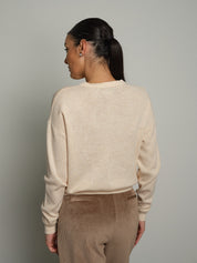 Pullover serafino bottoni  - Panna