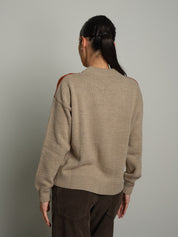 Cardigan zip rombi - Beige