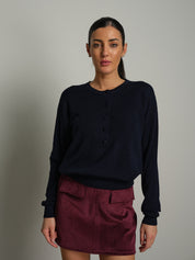 Pullover serafino bottoni - Blu notte
