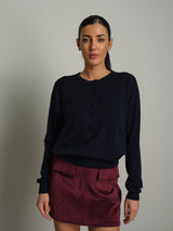 Pullover serafino bottoni - Blu notte