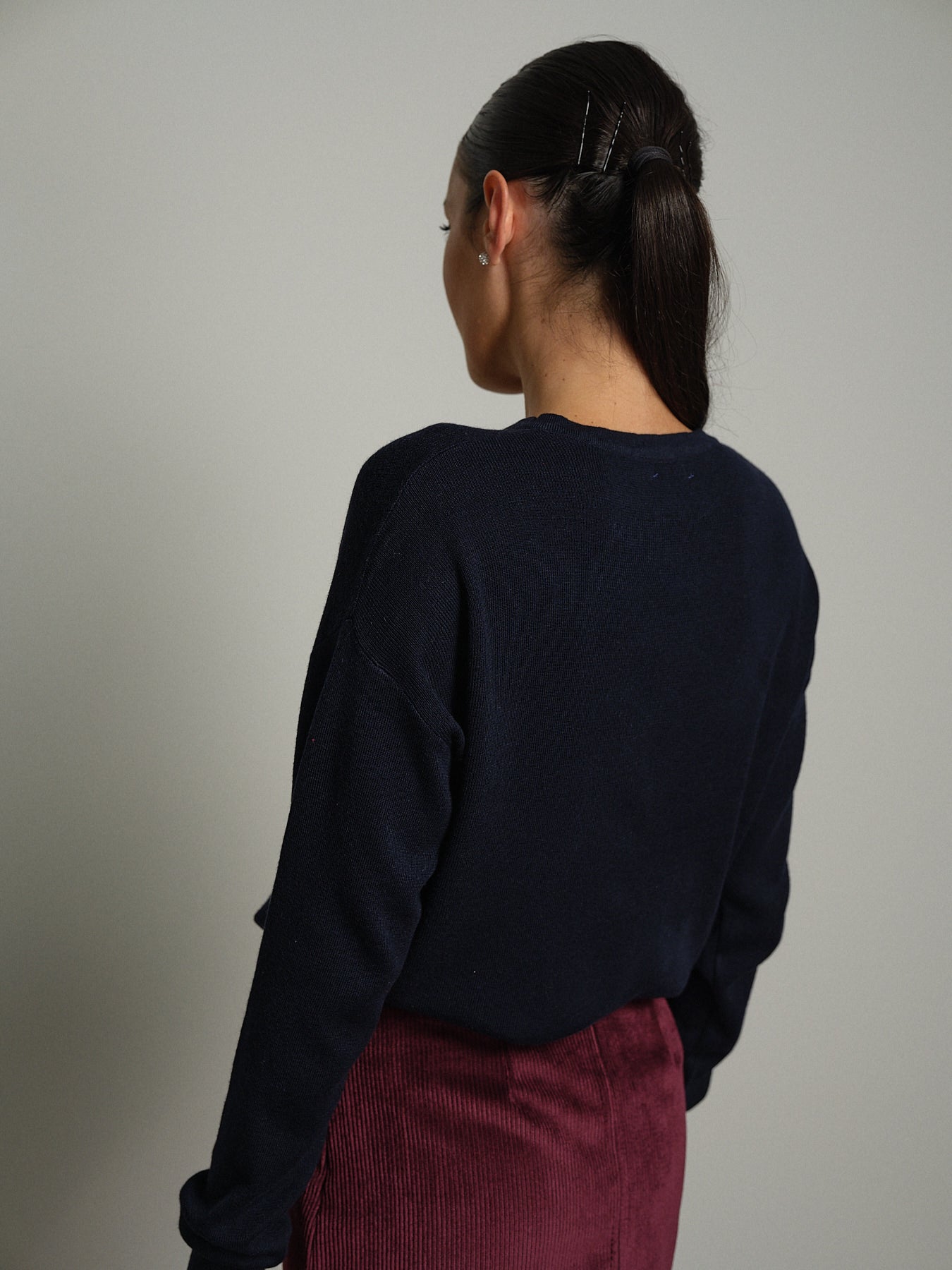 Pullover serafino bottoni - Blu notte