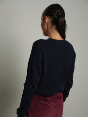 Pullover serafino bottoni - Blu notte