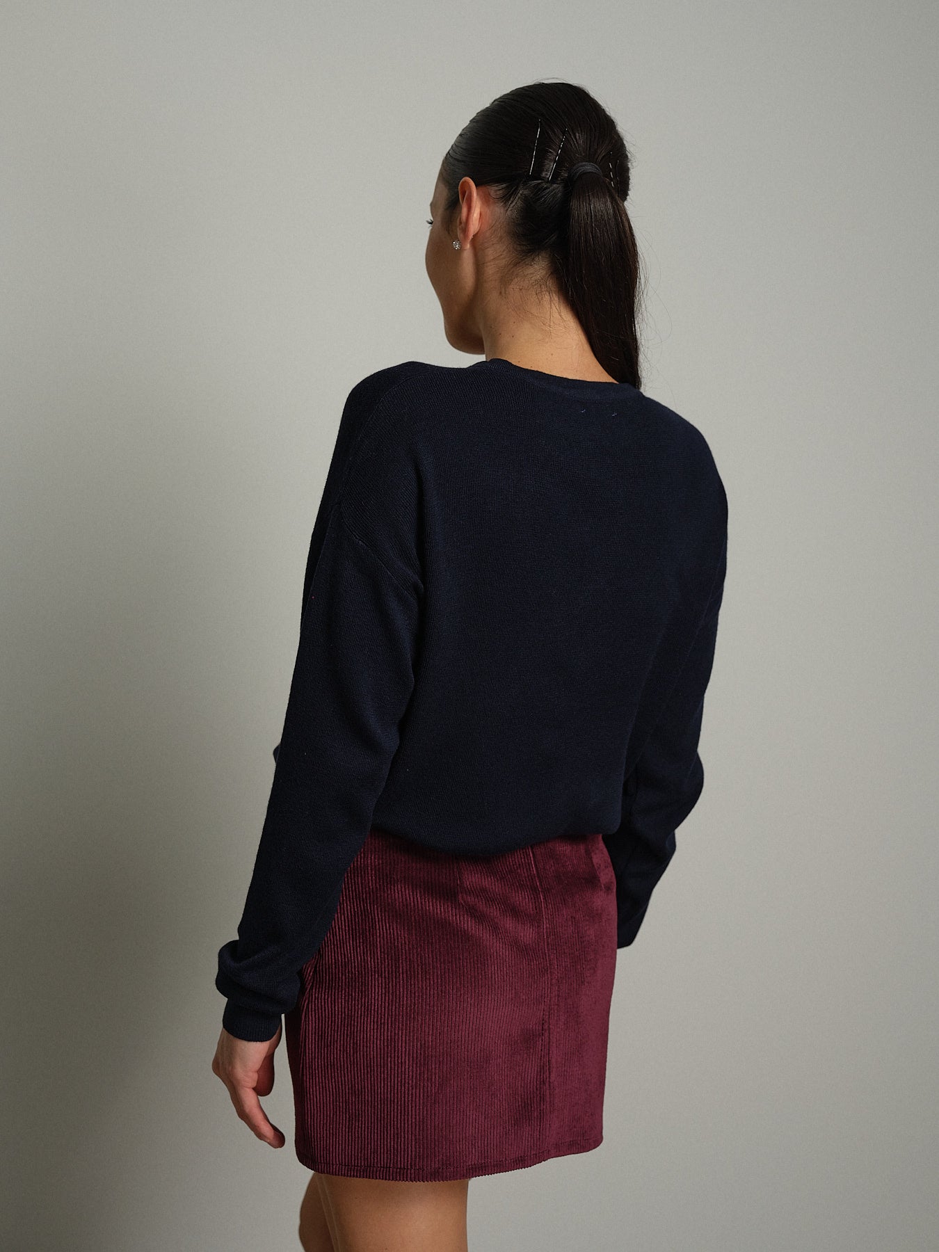 Pullover serafino bottoni - Blu notte