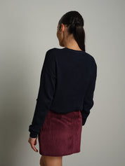 Pullover serafino bottoni - Blu notte