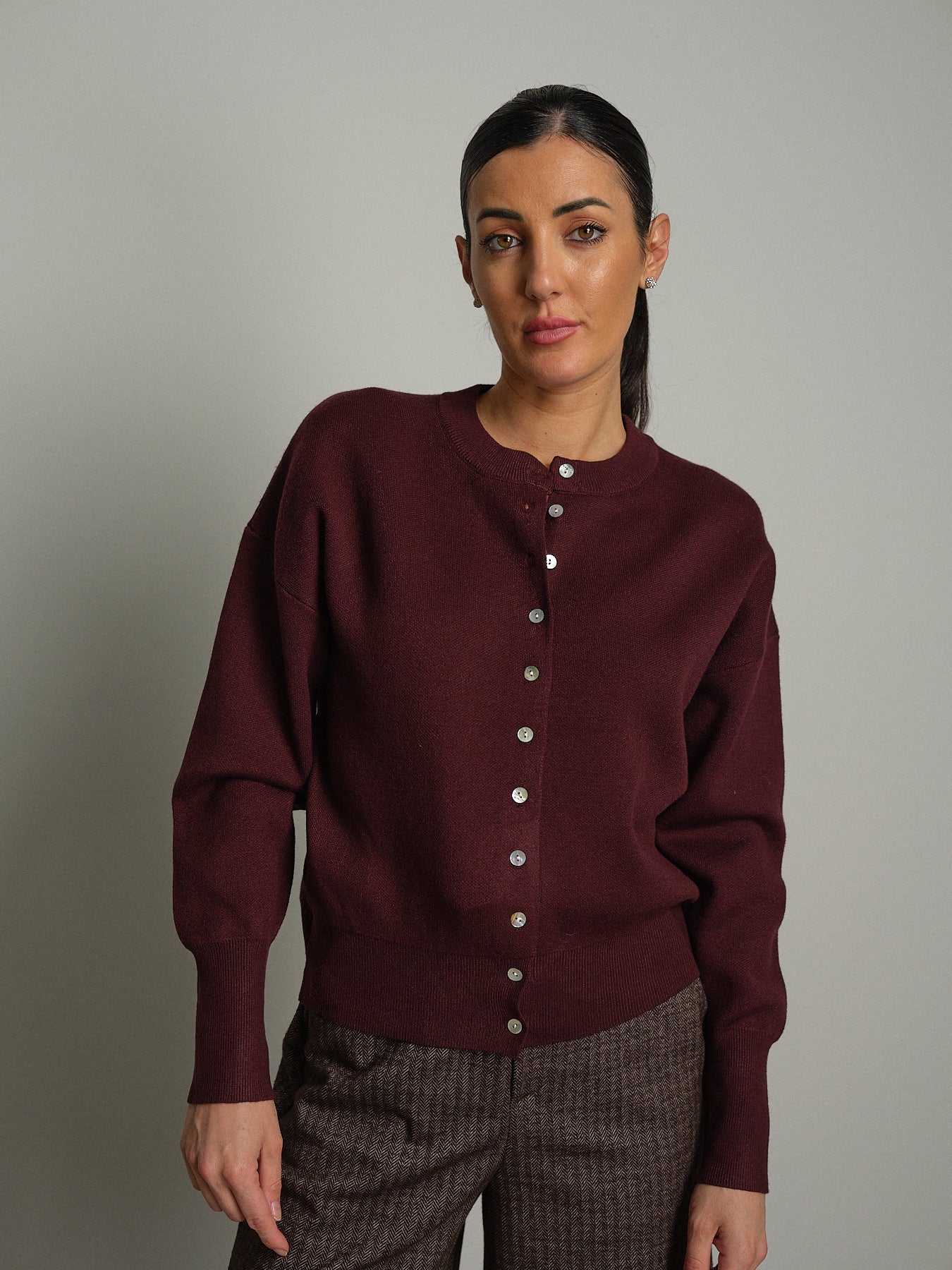 Cardigan rebecchina strutturato - Bordeaux