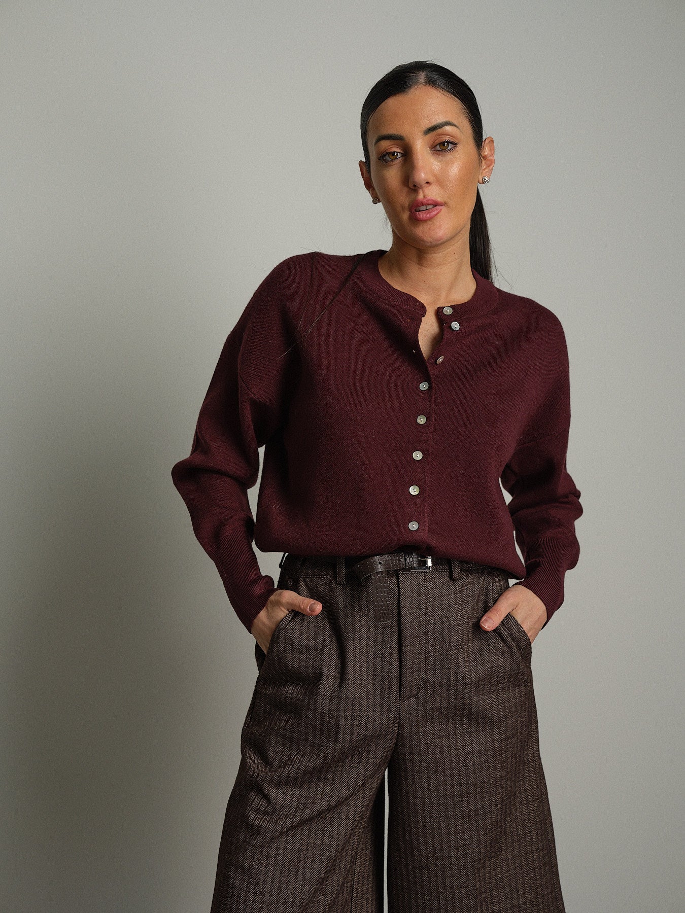 Cardigan rebecchina strutturato - Bordeaux