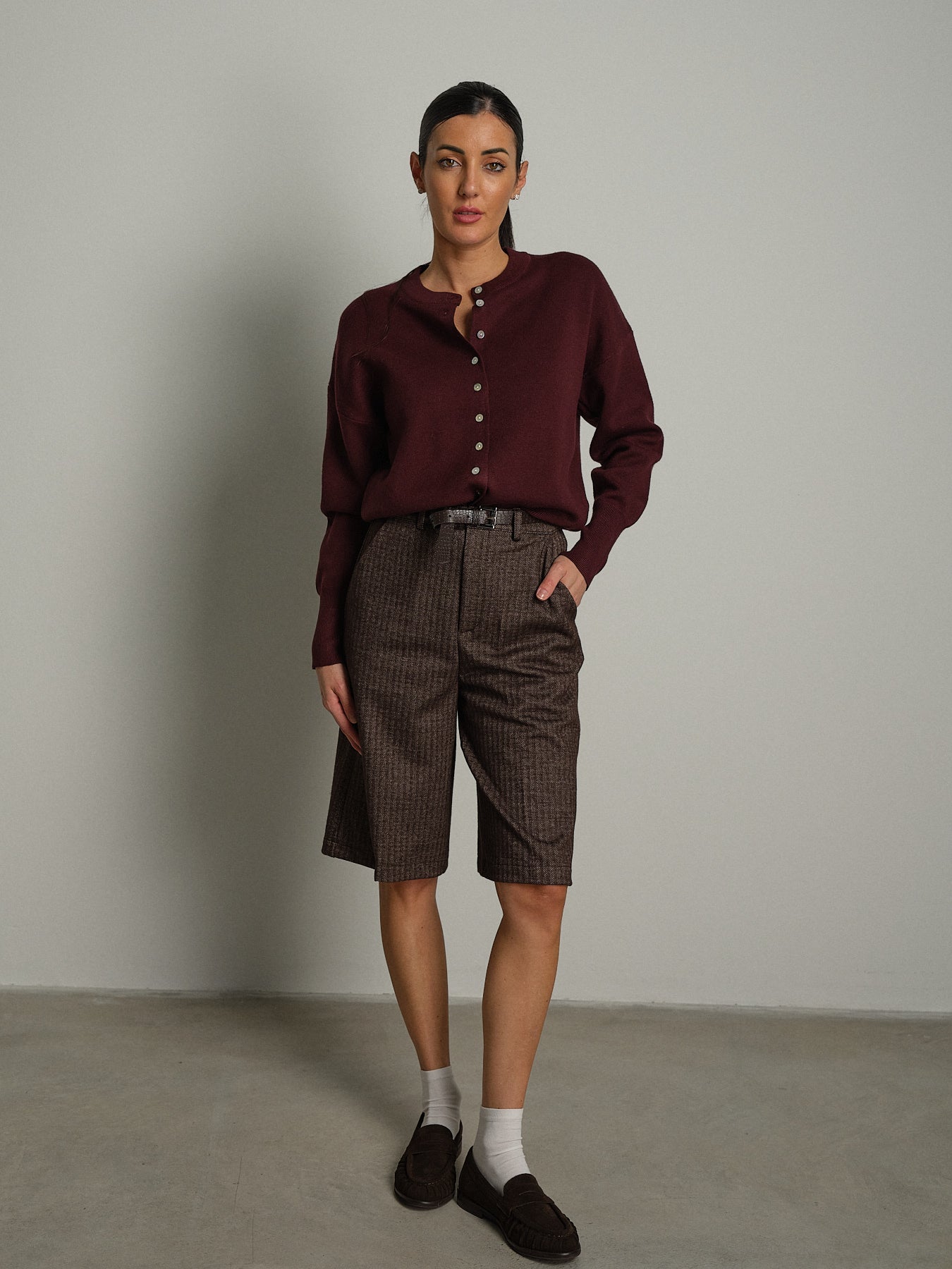 Cardigan rebecchina strutturato - Bordeaux