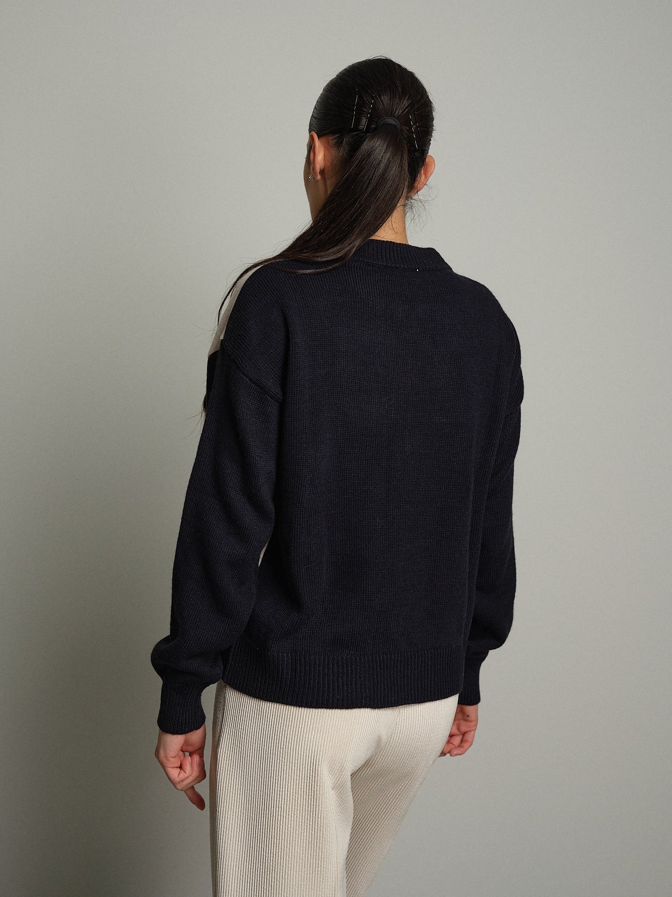 Cardigan zip rombi - Blu