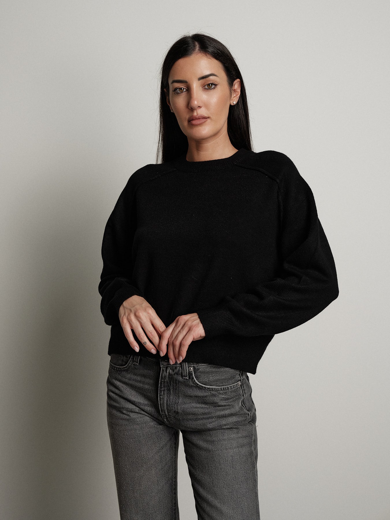 Pullover cuciture esterne - Nero