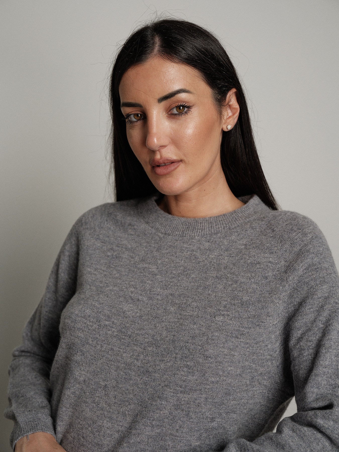 Pullover girocollo pura lana - Grigio