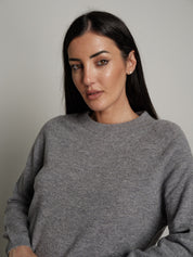 Pullover girocollo pura lana - Grigio