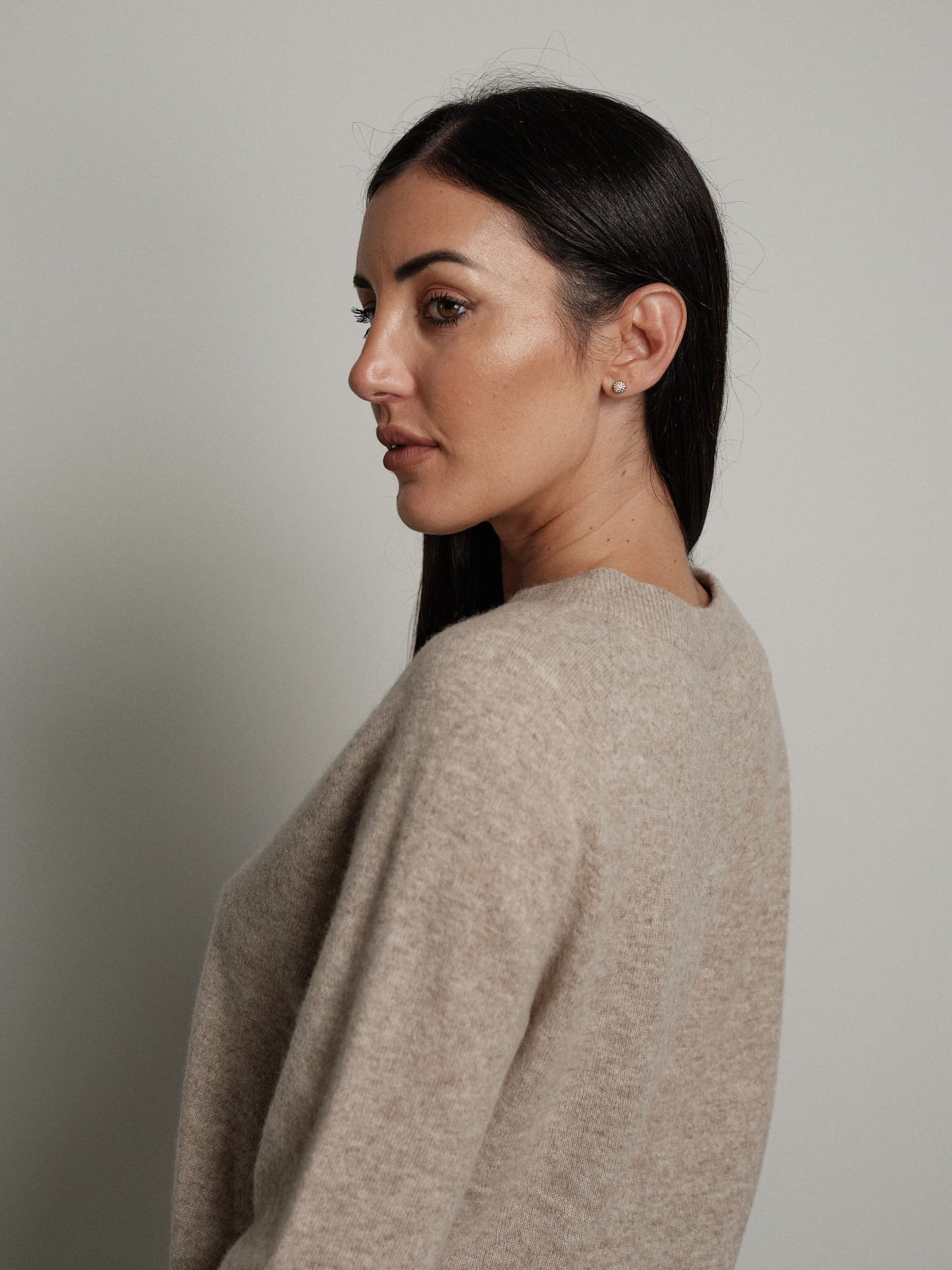 Pullover girocollo pura lana - Beige