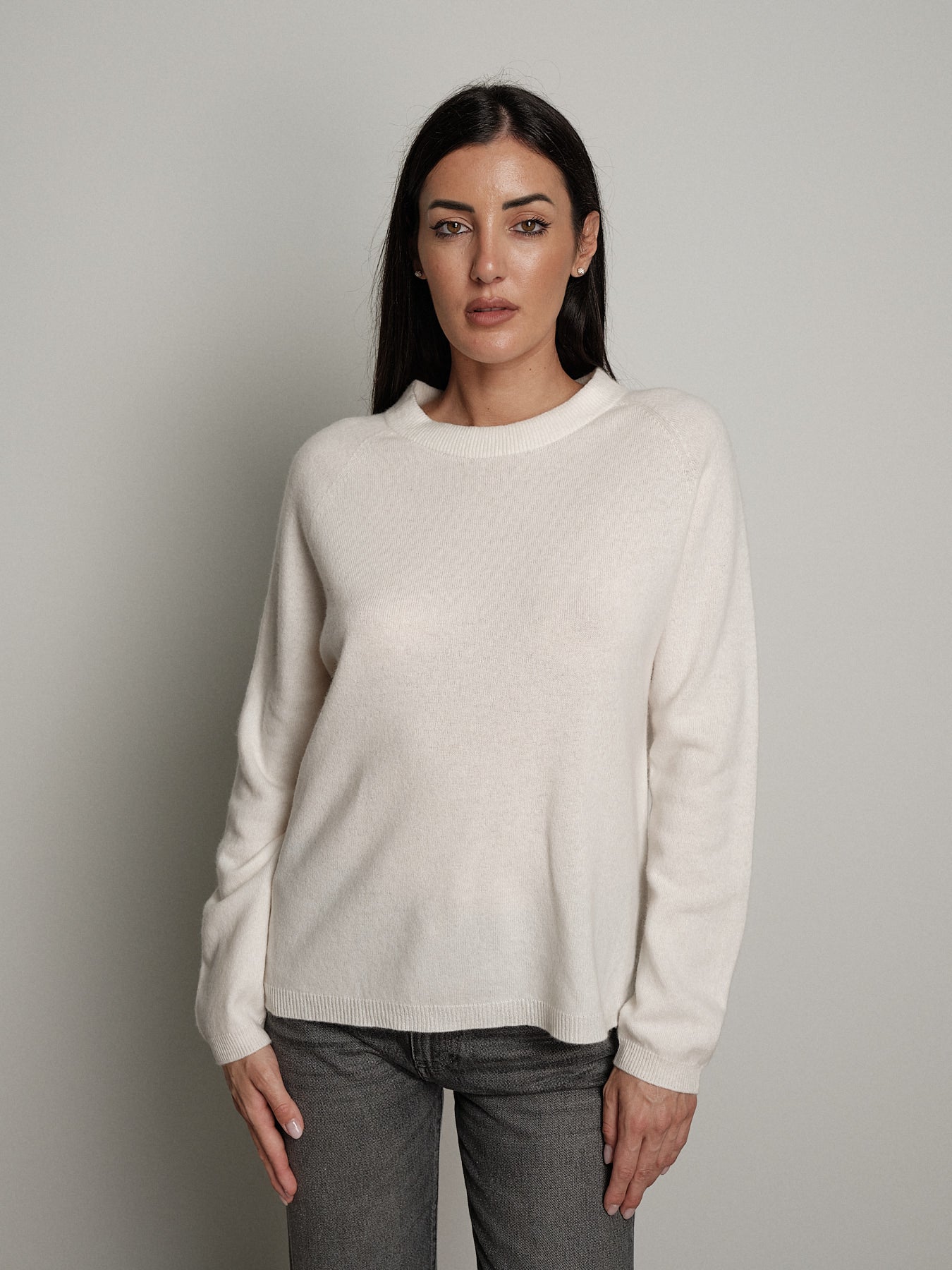 Pullover girocollo pura lana - Burro