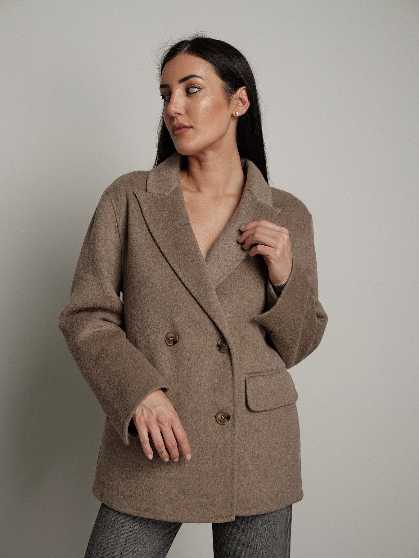 Giacca cappotto doppiopetto - Beige