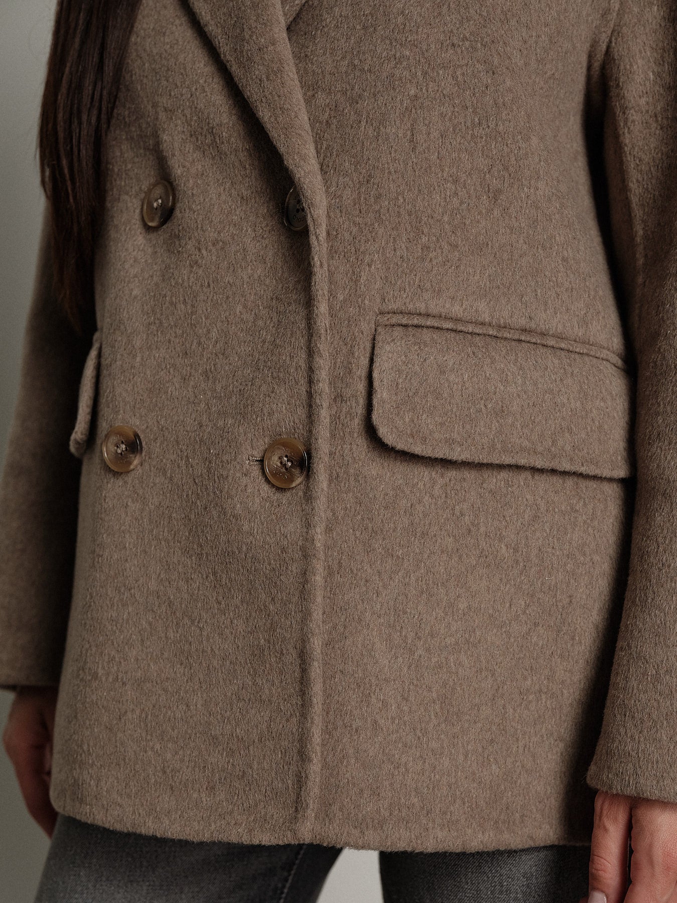 Giacca cappotto doppiopetto - Beige