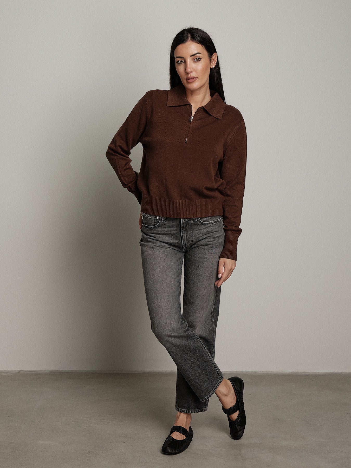 Polo zip - moro