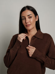 Polo zip - moro