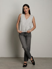 Gilet cardigan scollo v - Grigio perla