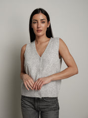 Gilet cardigan scollo v - Grigio perla
