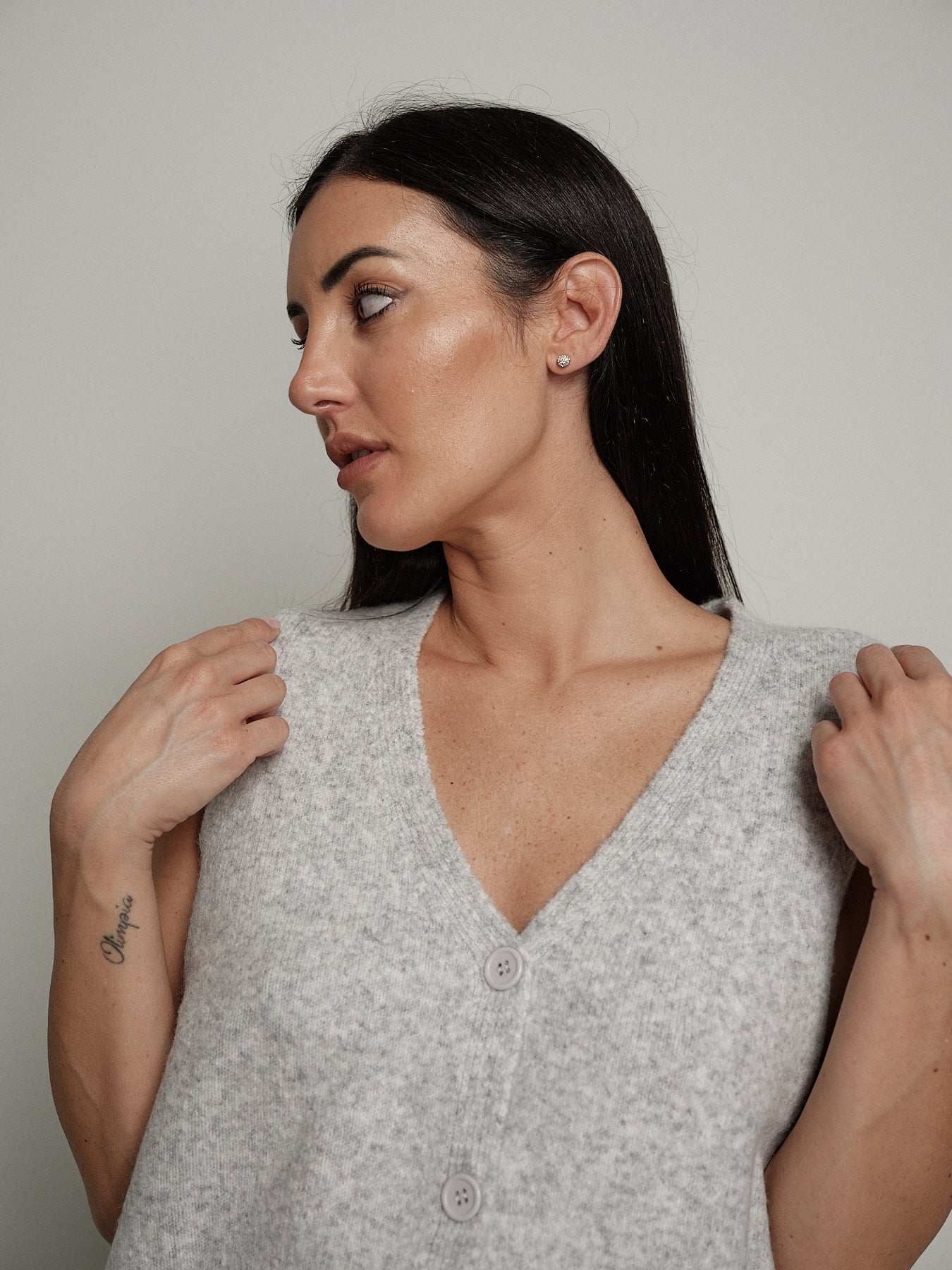 Gilet cardigan scollo v - Grigio perla