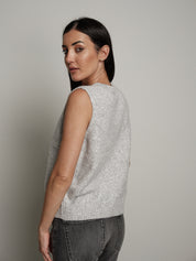 Gilet cardigan scollo v - Grigio perla