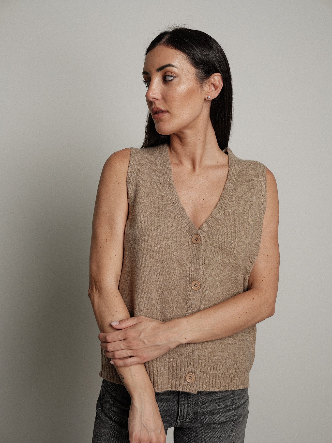 Gilet cardigan scollo v - Beige