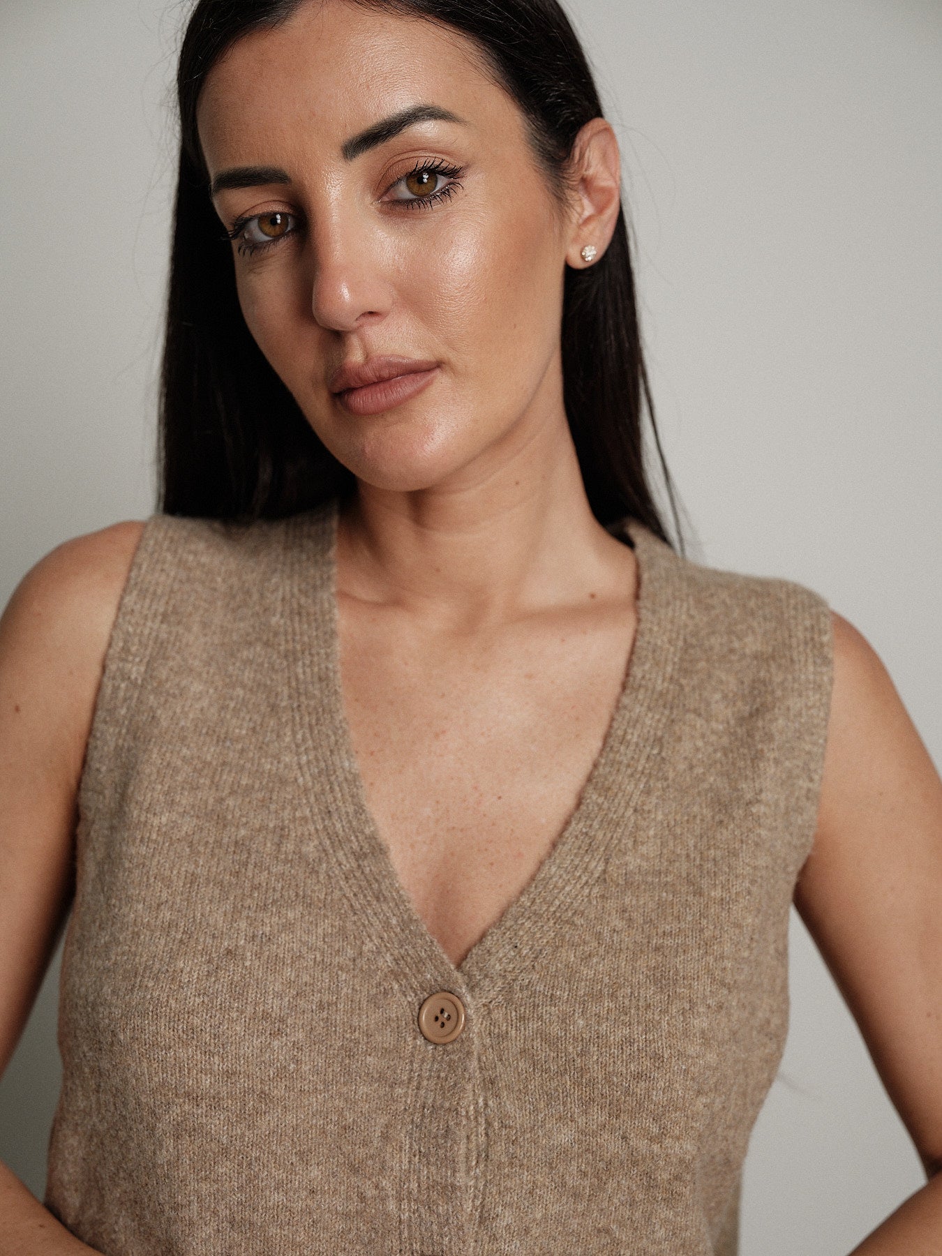 Gilet cardigan scollo v - Beige