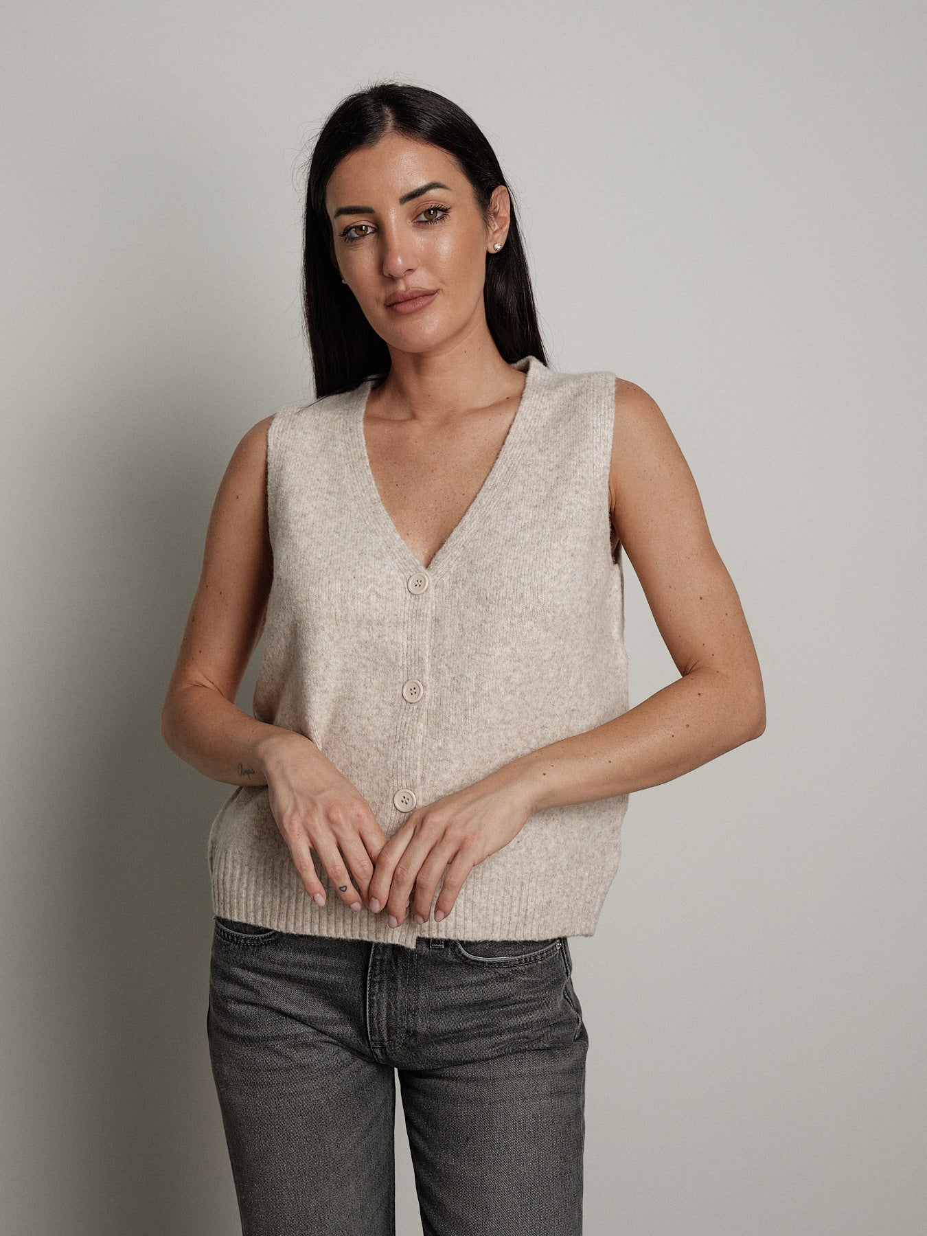 Gilet cardigan scollo v - Burro