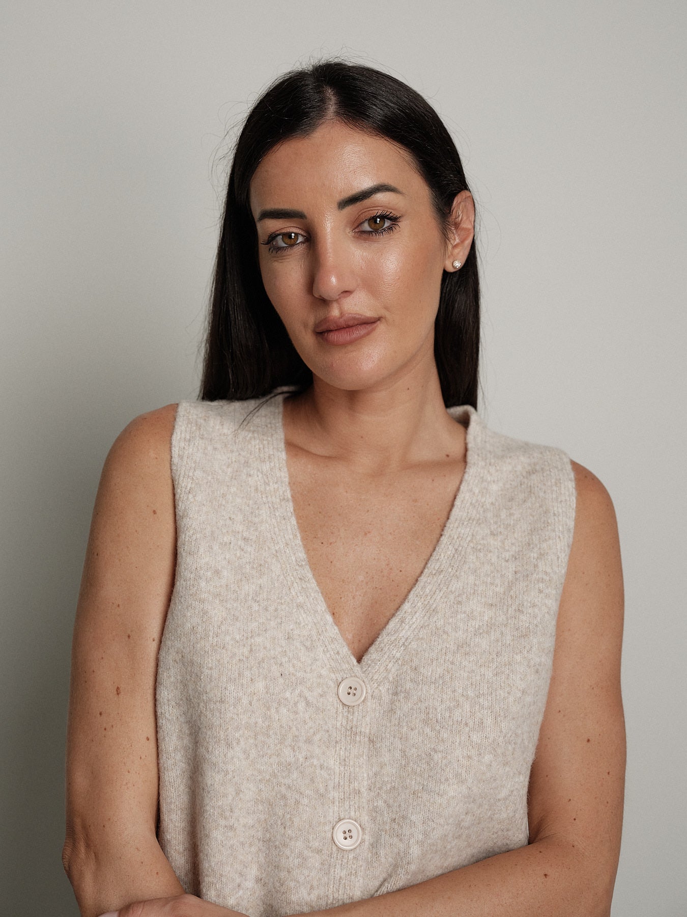 Gilet cardigan scollo v - Burro