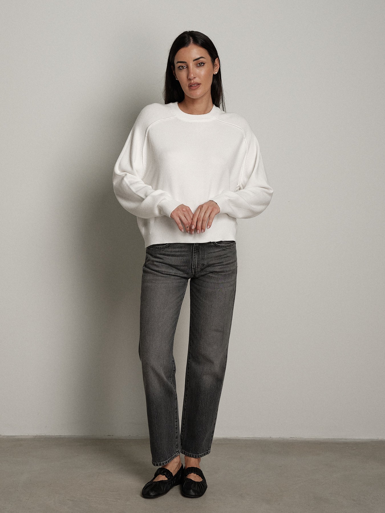 Pullover cuciture esterne - Panna