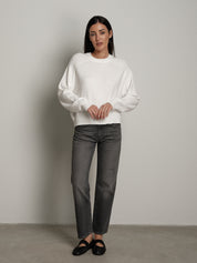Pullover cuciture esterne - Panna
