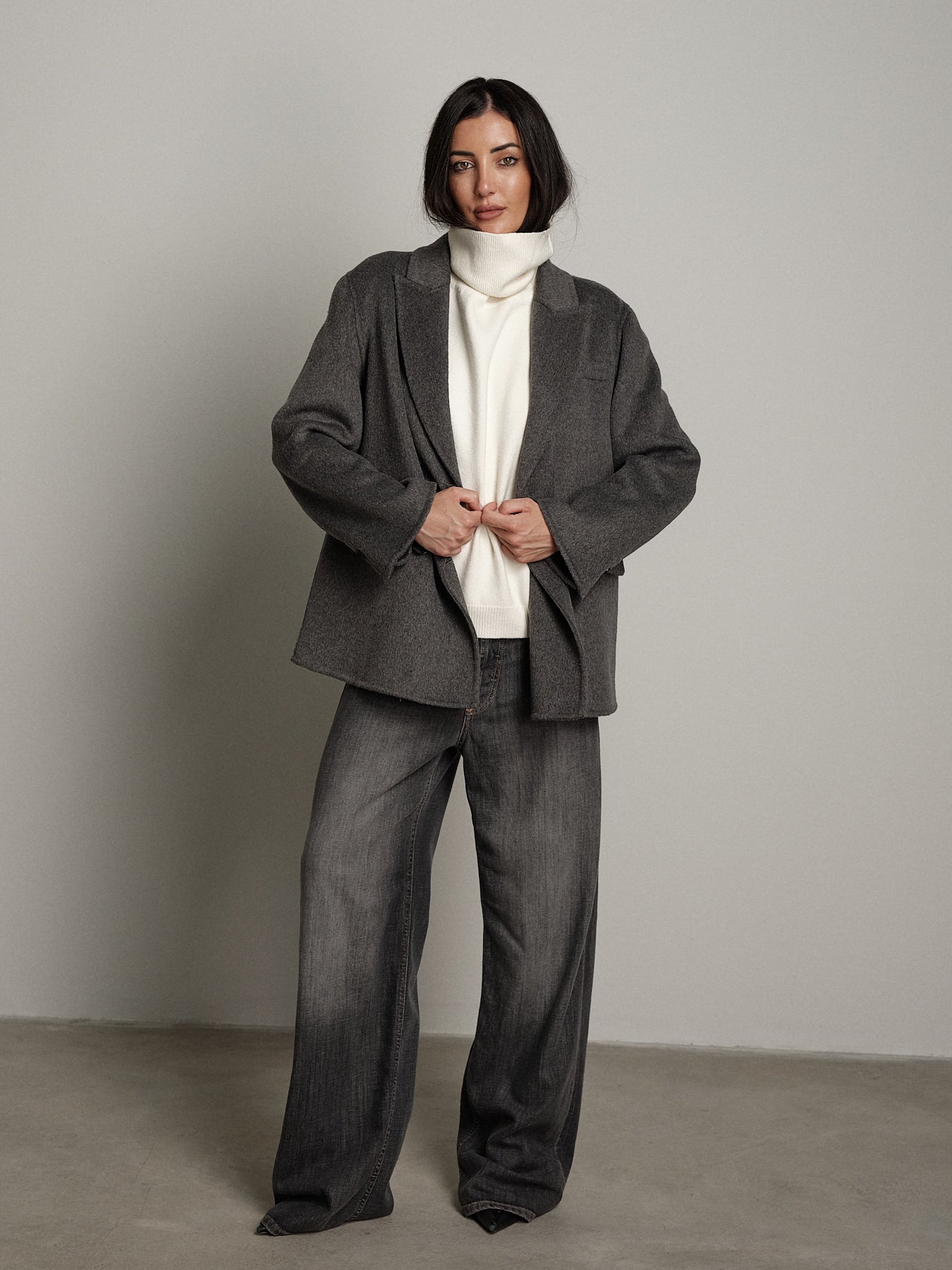 Giacca cappotto doppiopetto - Grigio