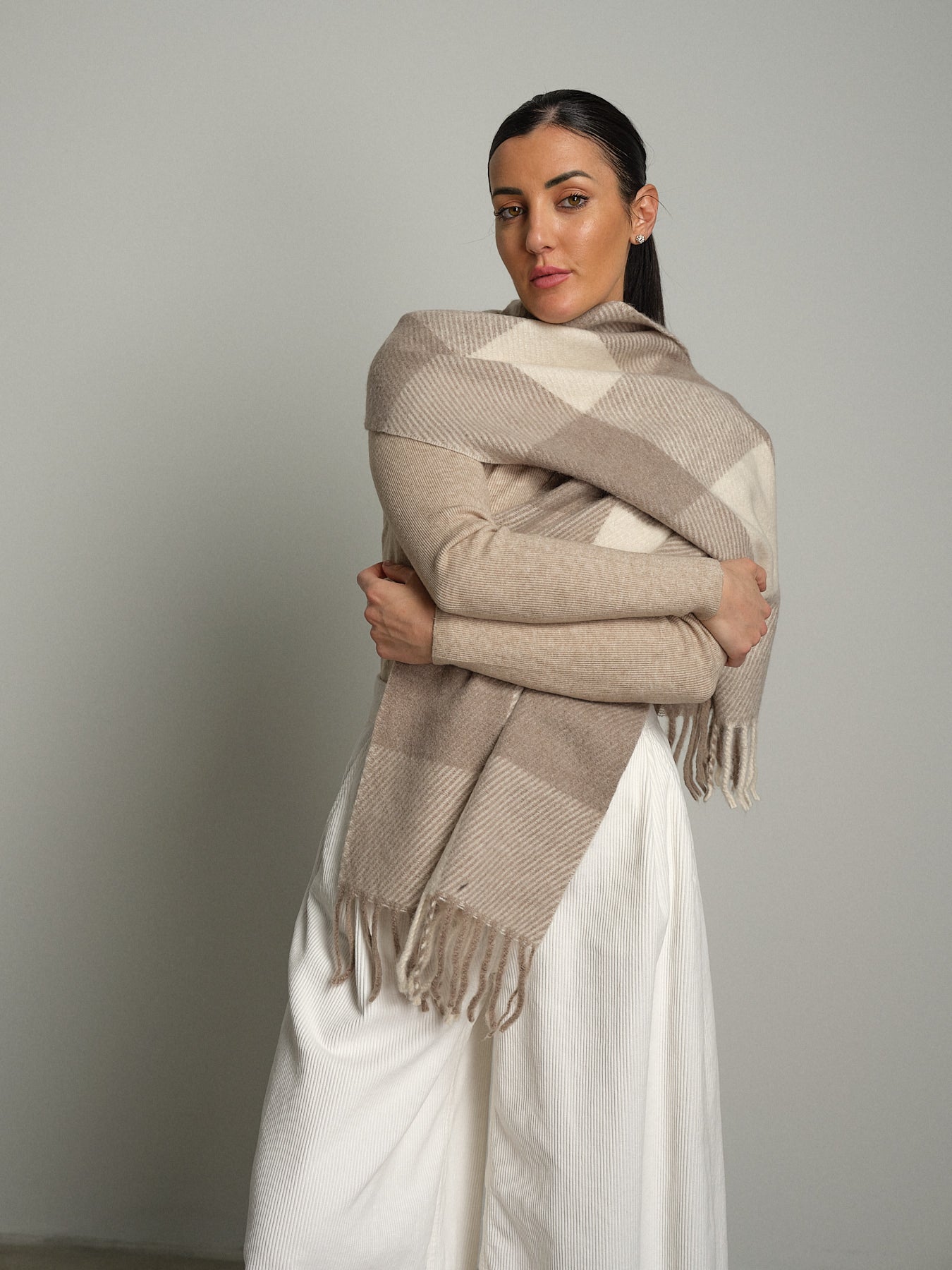 Sciarpa quadro PREORDINE 02/11 - Beige