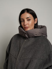 Bomber cappuccio removibile - Grigio