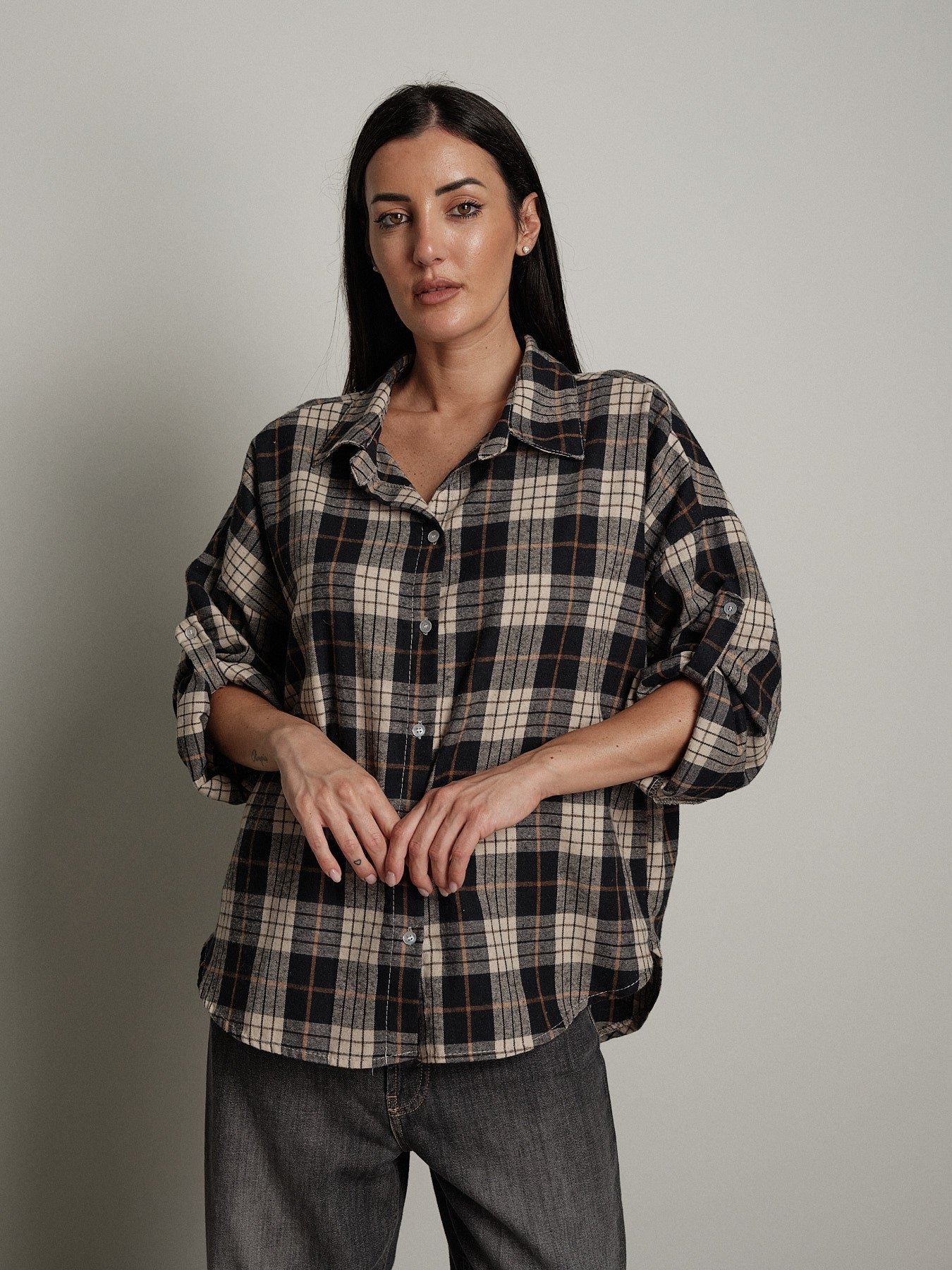 camicia check - Blu