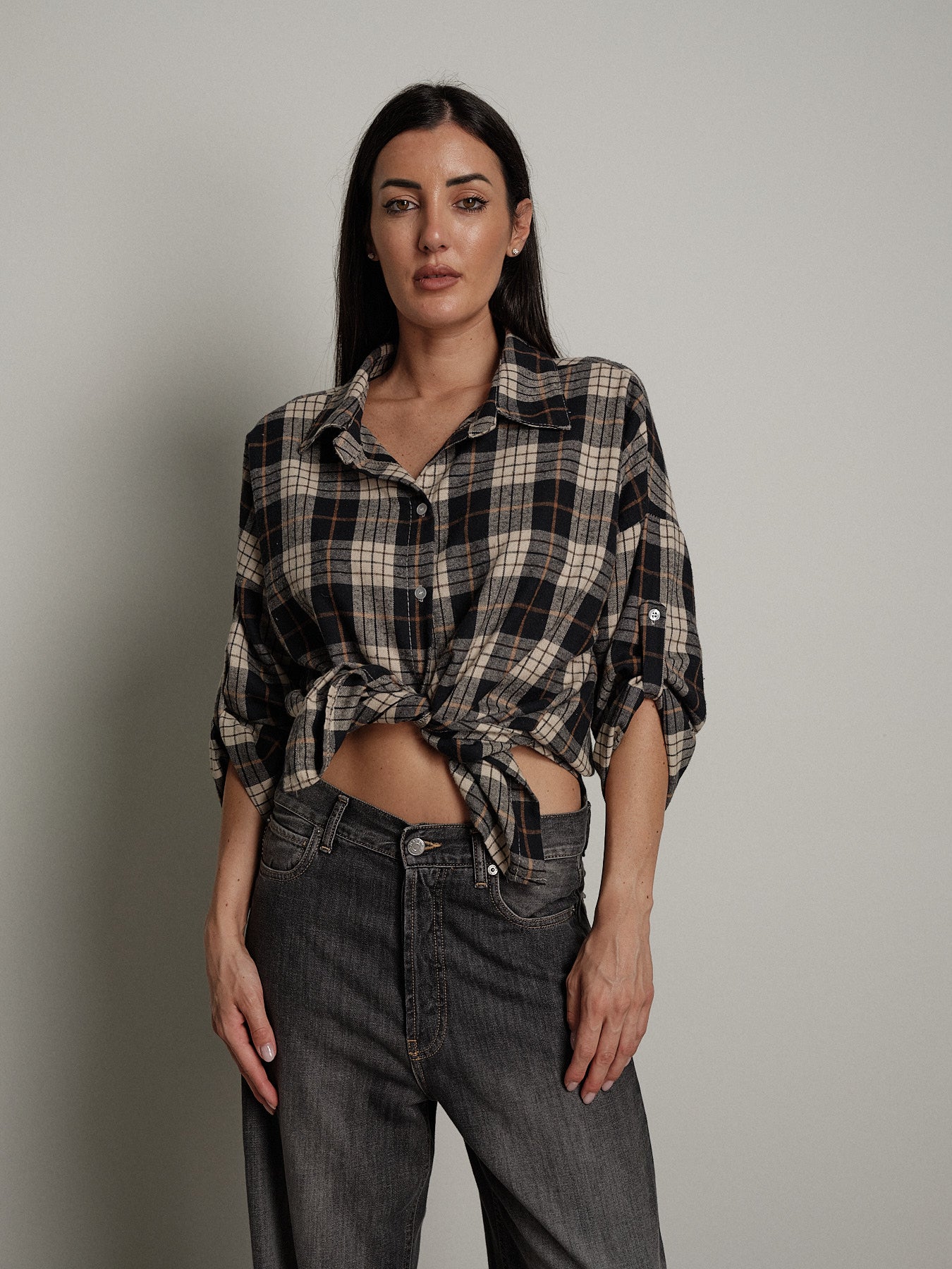 camicia check - Blu