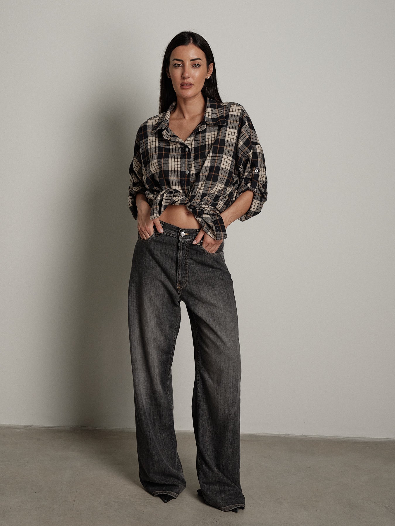 camicia check - Blu