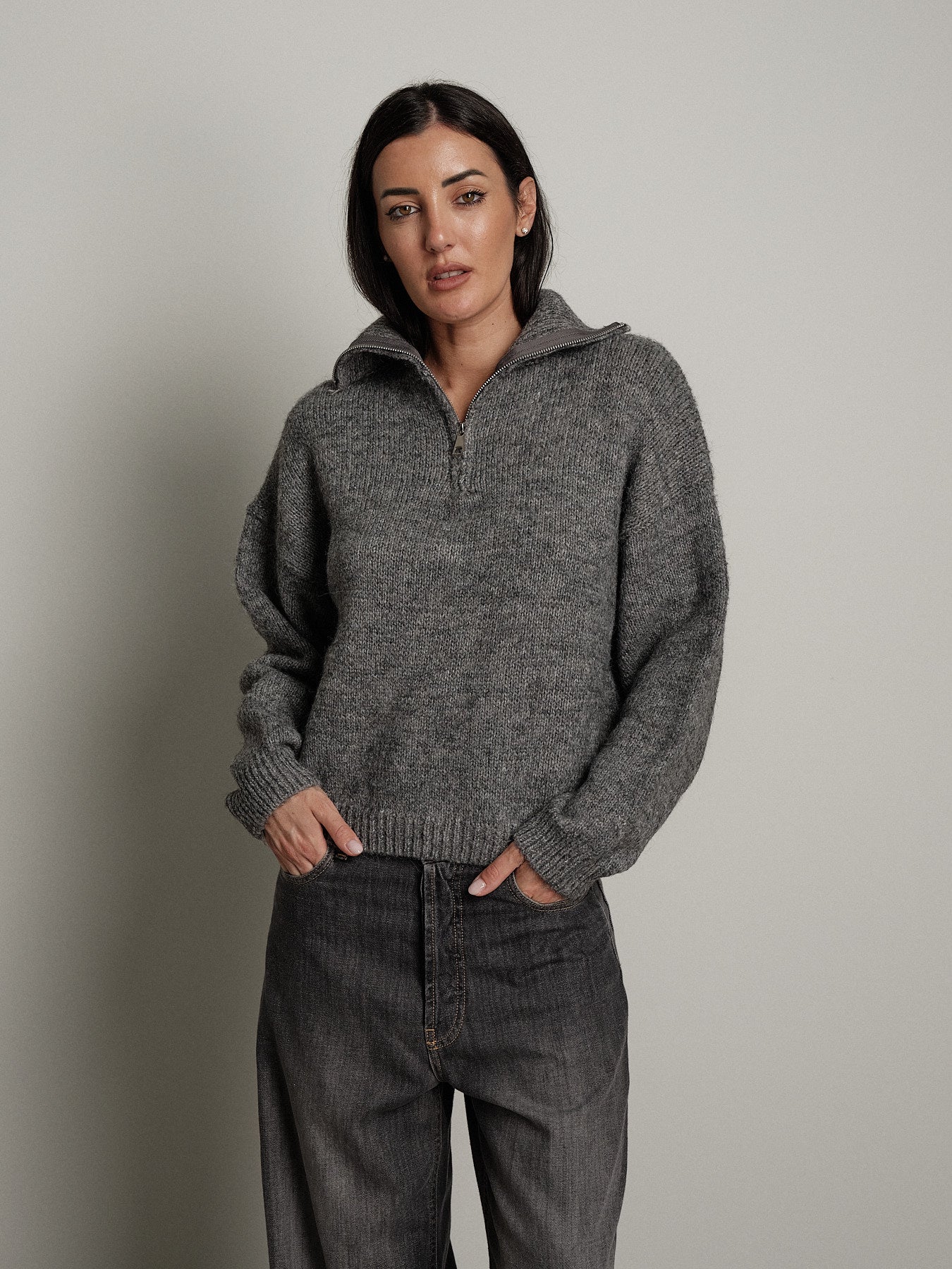 dolcevita mezza zip - Grigio